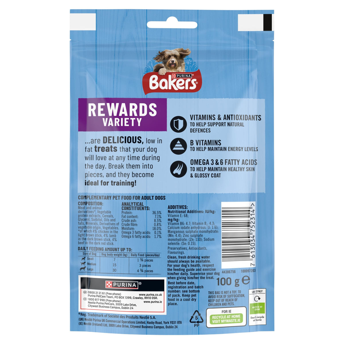 BAKERS Sizzlers Bacon Dog Treats 315g (Pack of 3)