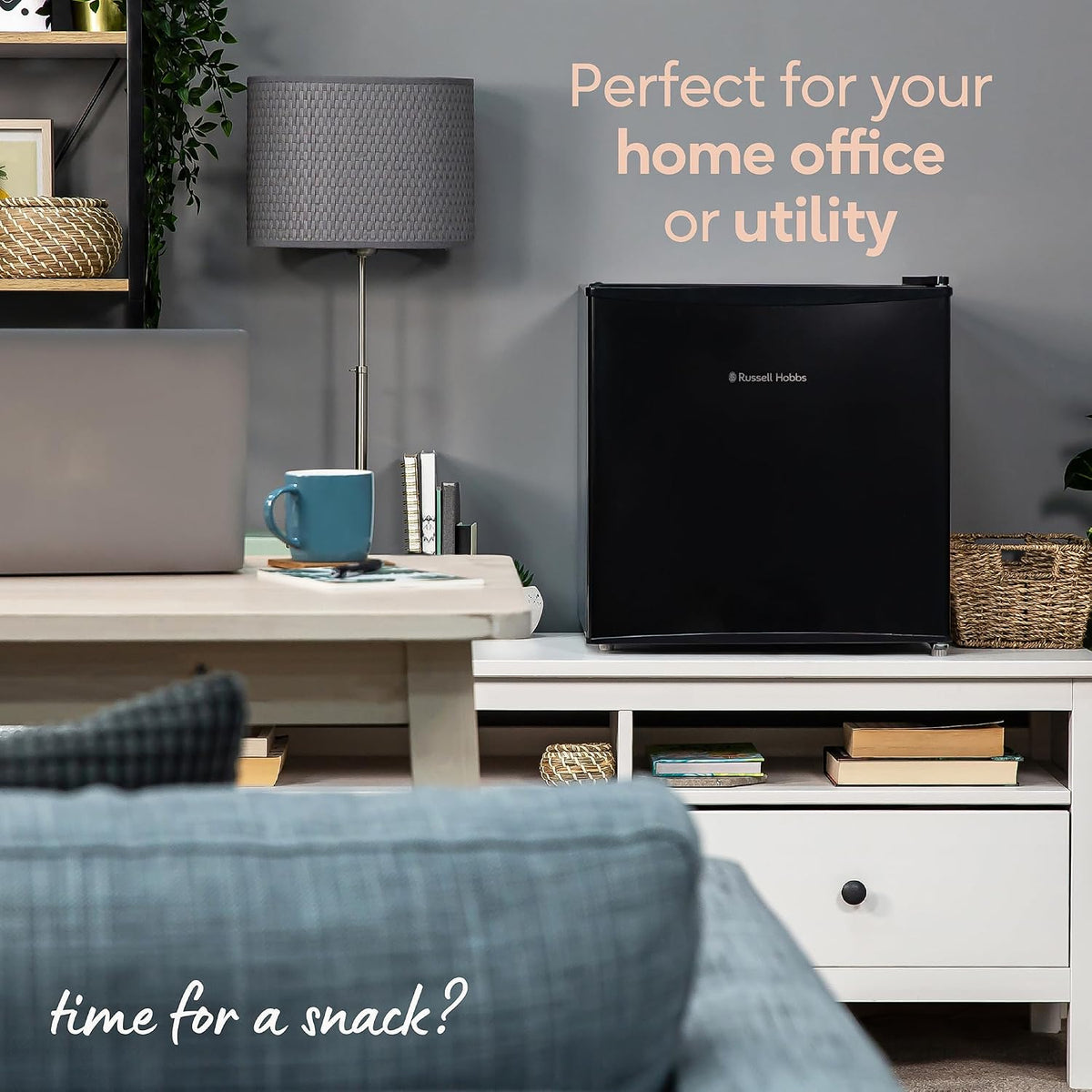 Russell Hobbs Table Top Larder Mini Fridge 43 Litre Capacity, Reversible Door & Adjustable Feet, Small Fridge, Manual Temperature Control, Ice Box, Black RHTTF0E1B