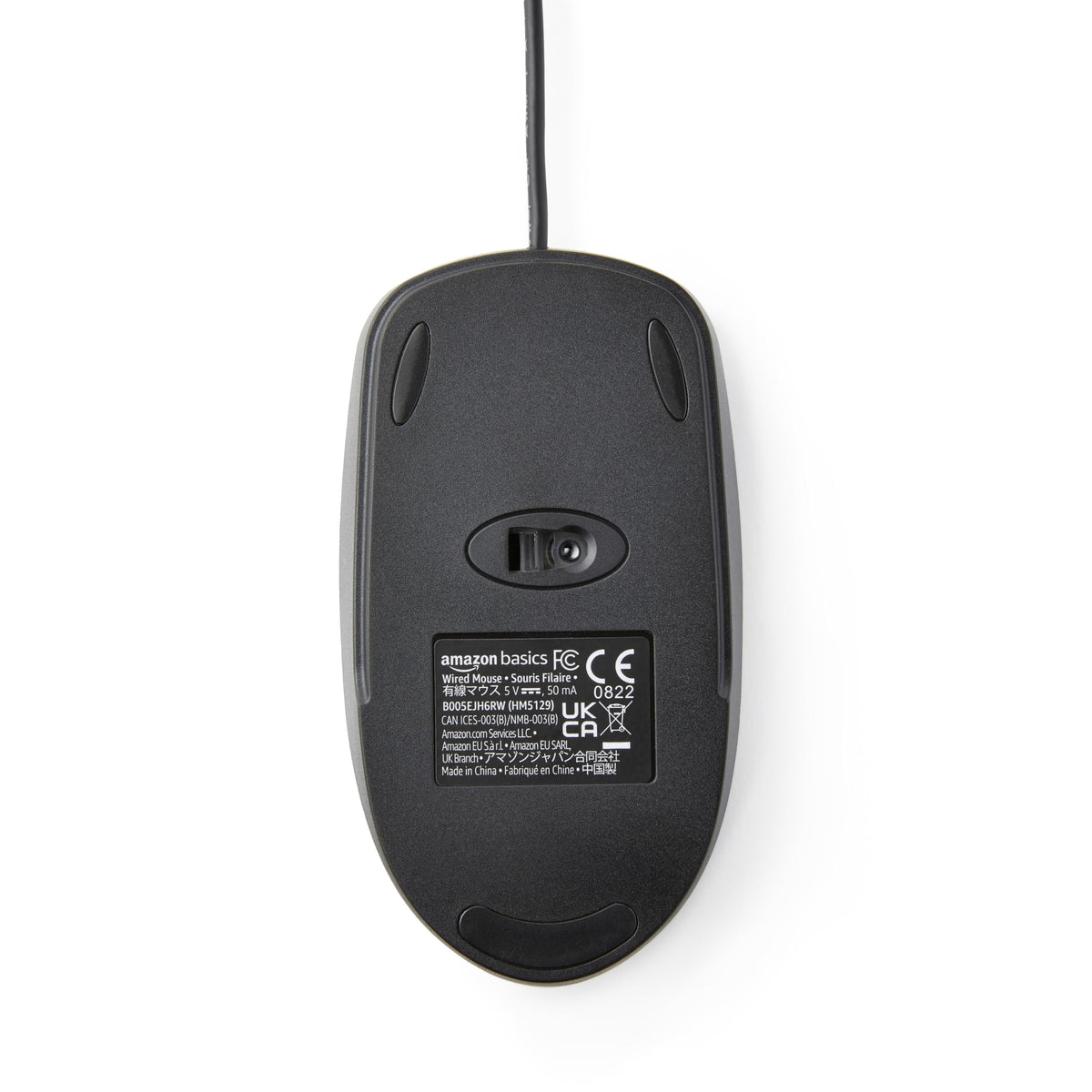Amazon Basics Responsive and Precise 3-Button Wired USB Computer Mouse with Scrolling and Tracking, Single, Black