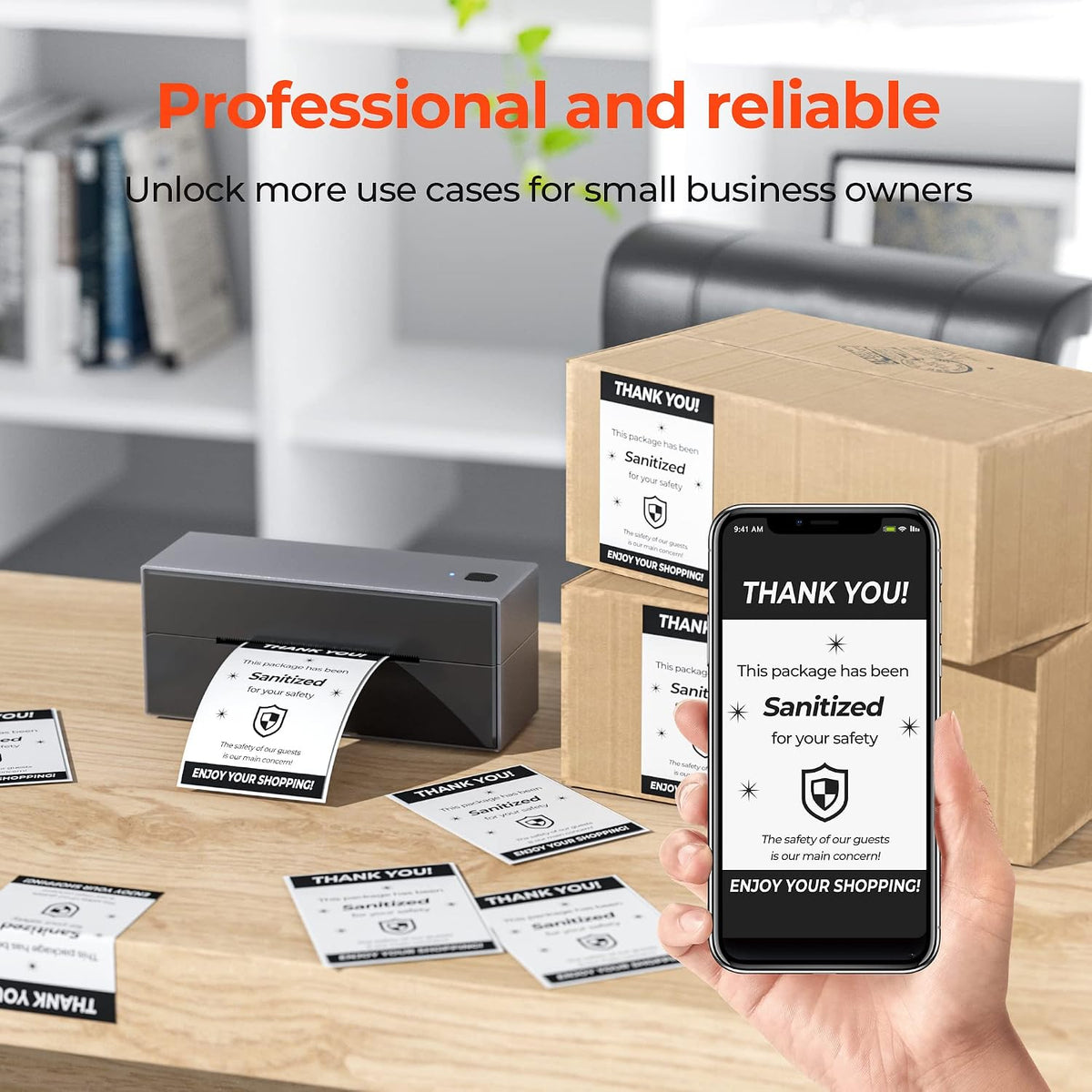 MUNBYN 4x6 Direct Thermal Labels, Fanfold Shipping Label Paper for Thermal Printer, Pack of 1000 Permanent Adhesive Labels for Shipping Packages