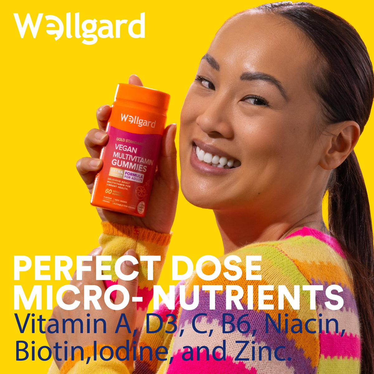 Wellgard Kids Calcium & D3 Gummies - 2 Month Supply - Vegan Chewable Calcium and Vitamin D3 Gummies, Mixed Berry Flavour