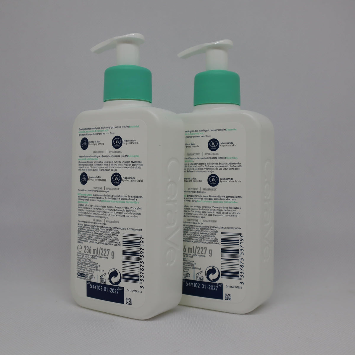 CeraVe Foaming Cleanser for Normal to Oily Skin with Niacinamide & 3 Essential Ceramides, Developed with Dermatologists, Gently Cleanses & Removes Excess Oil, Fragrance-Free