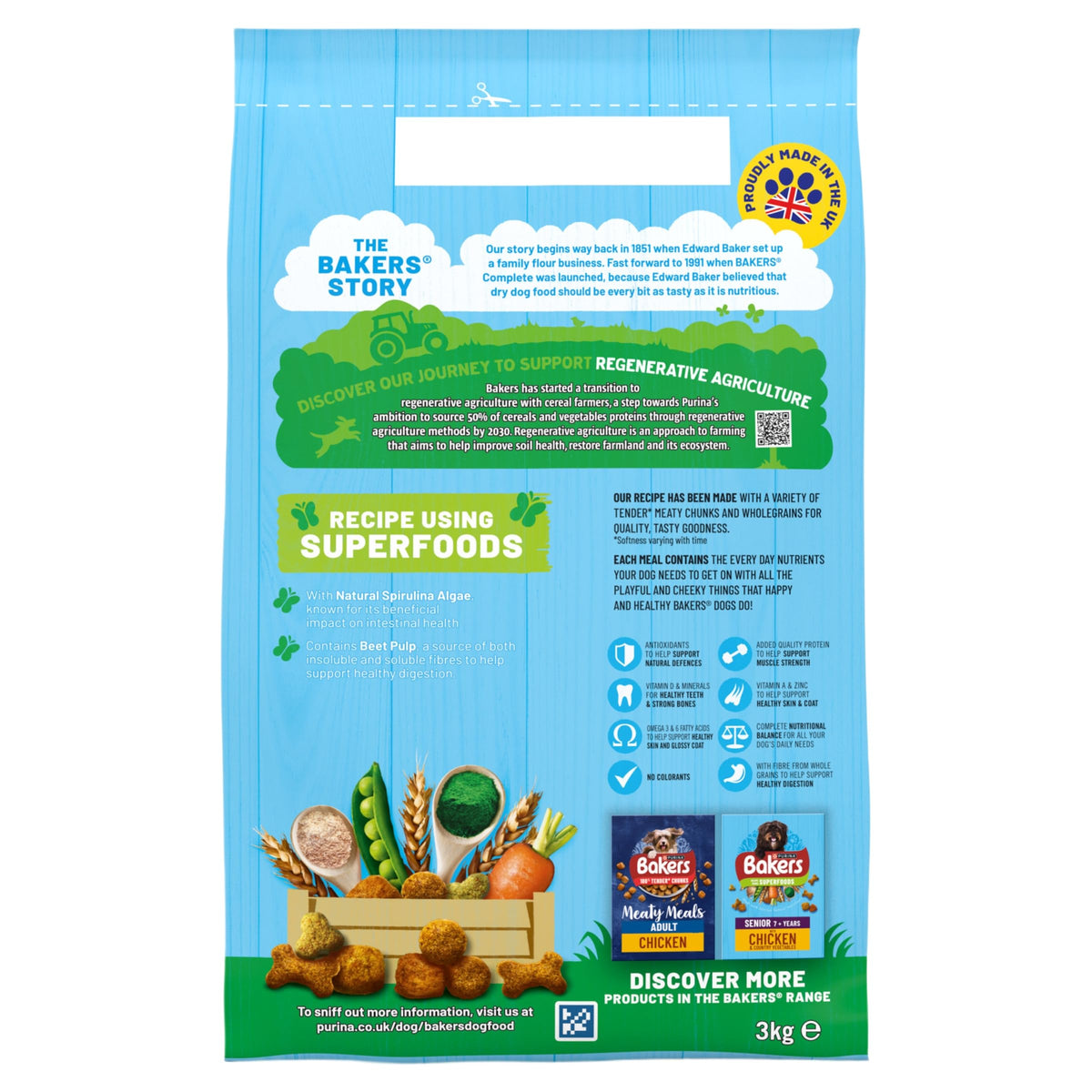 BAKERS Superfoods Small Dog Adult Dry Dog Food Chicken 1.1kg (Pack of 5)