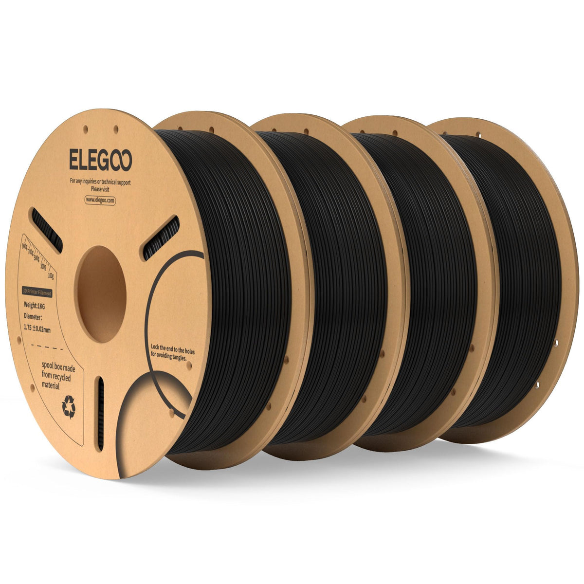 ELEGOO PLA Filament 1.75mm Black 1KG, 3D Filament Dimensional Accuracy +/- 0.02mm, 1kg Cardboard Spool(2.2lbs) 3D Printing Filament Fits for Most FDM 3D Printers