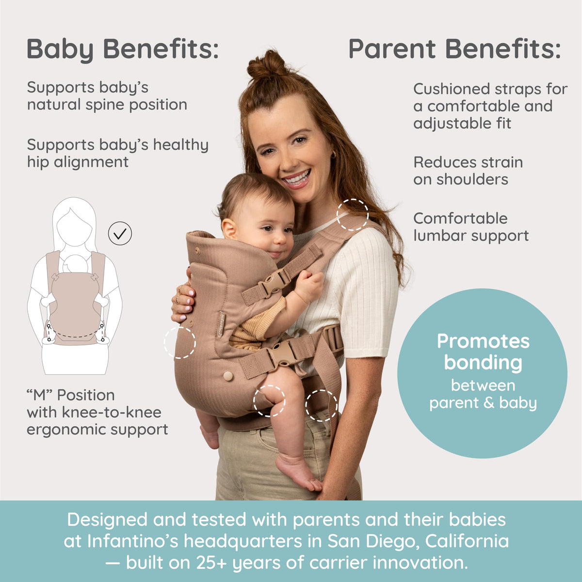 Infantino Flip Advanced 4-in-1 Baby Carrier - Ergonomic, Convertible, Face-in and Face-Out Front and Back Baby Carrier for Newborn to Toddler 3,6-14,5kg, Grey