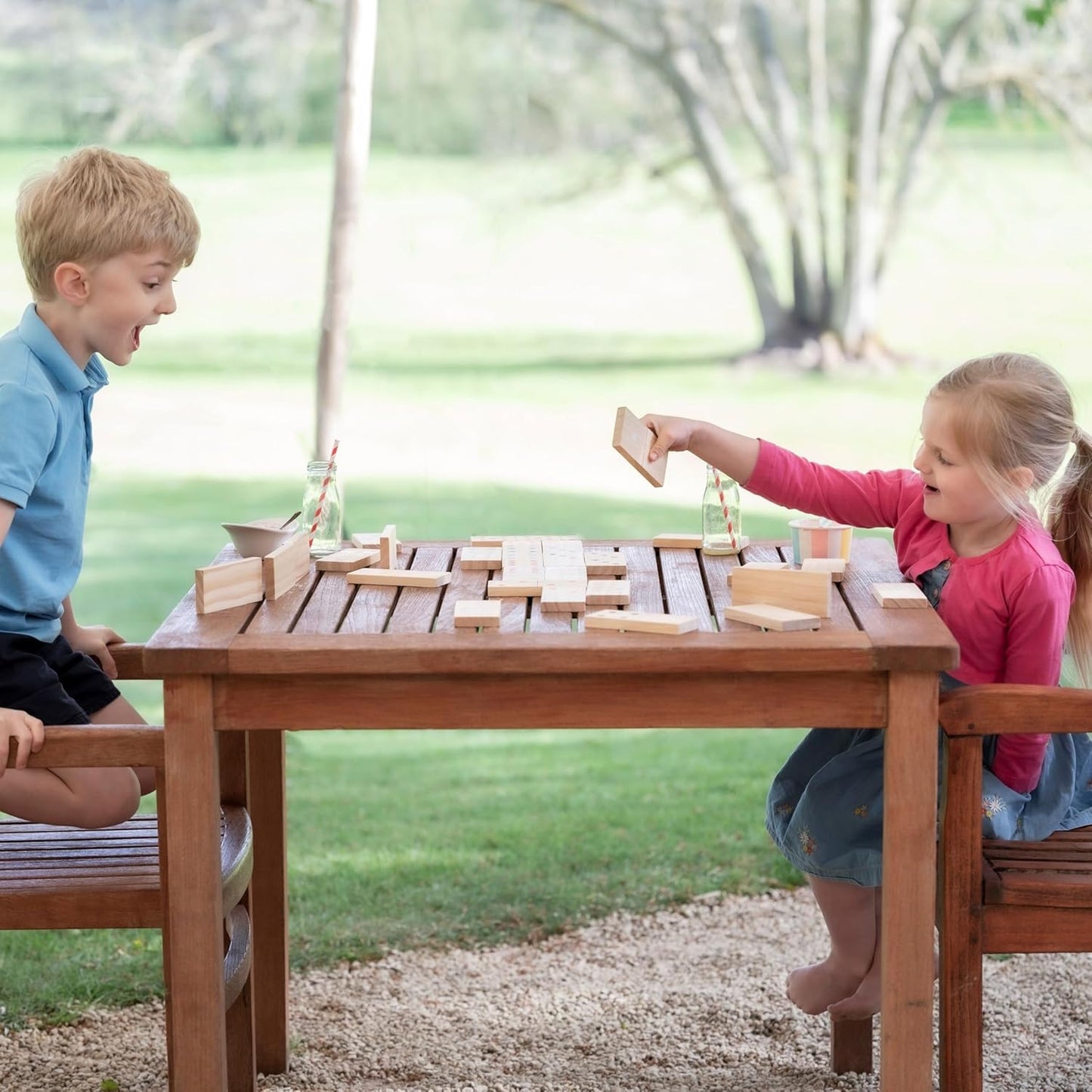 Jaques of London Wooden Giant Dominoes | Garden Games for Kids | Dominoes for Children | Outdoor Games | Since 1795