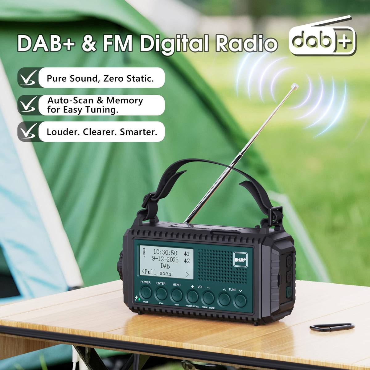 ROCAM Wind up Radio Solar, Battery, Torch, Portable DAB Radio