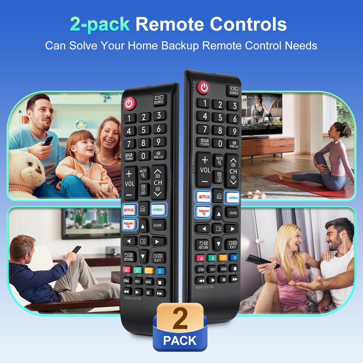 Universal for Samsung TV Remote Replacement【2 Pack】