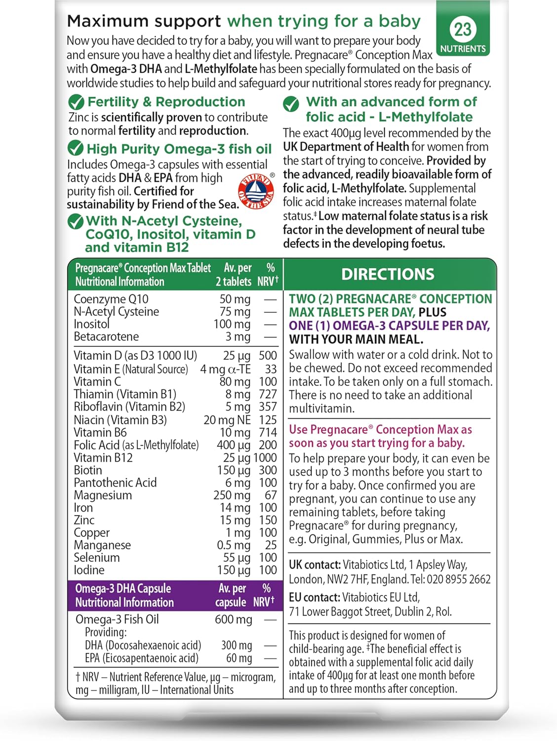 Pregnacare Max Fertility and Conception Support for Women - Maximum Support for Women Fertility, Conception and Ovulation