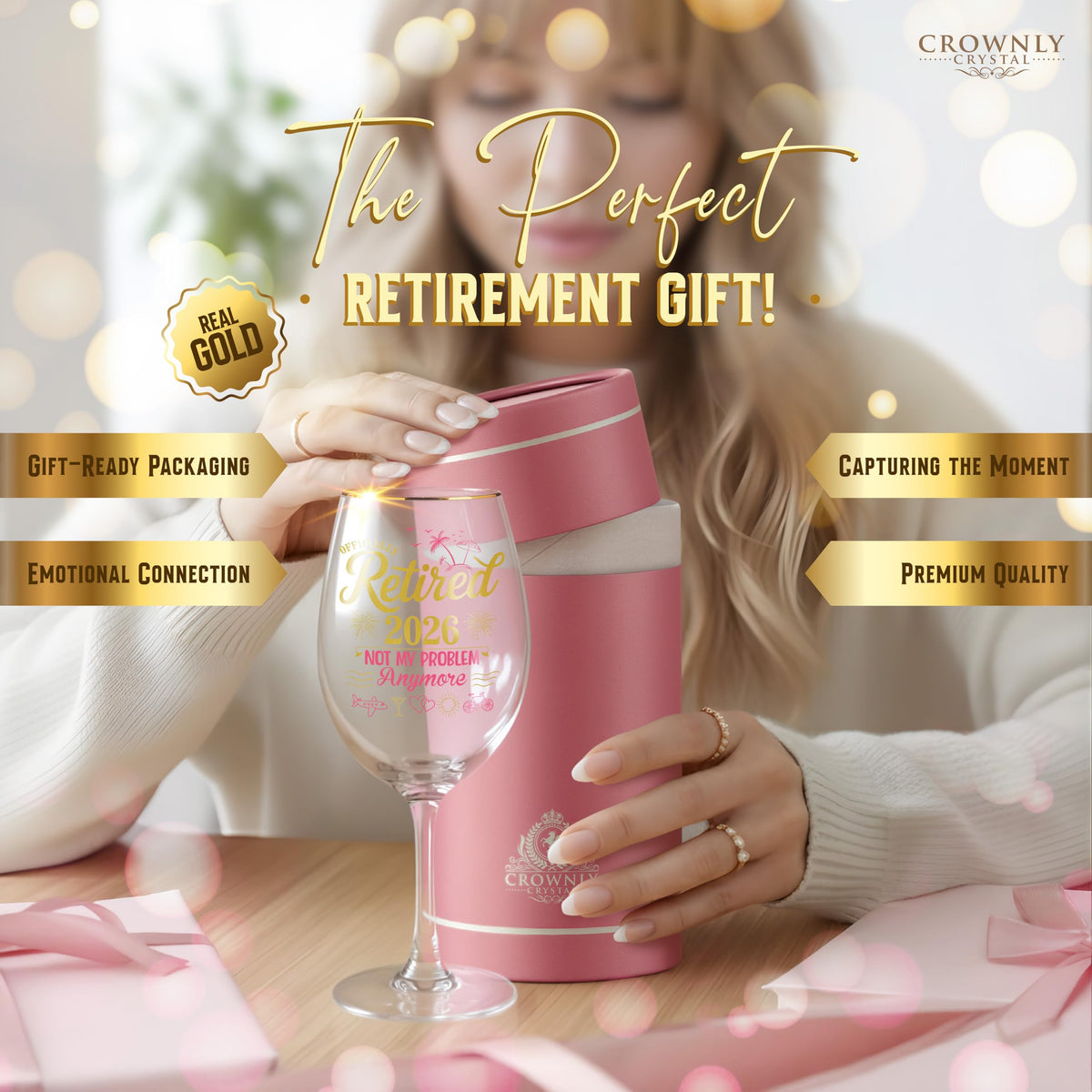 CROWNLY CRYSTAL® Mothers Day Gifts for Mum Wine Glass Personalised Mummy Birthday Present Womens Drinking Glasses Ladies Gift Ideas Mum Presents from Daughter Son