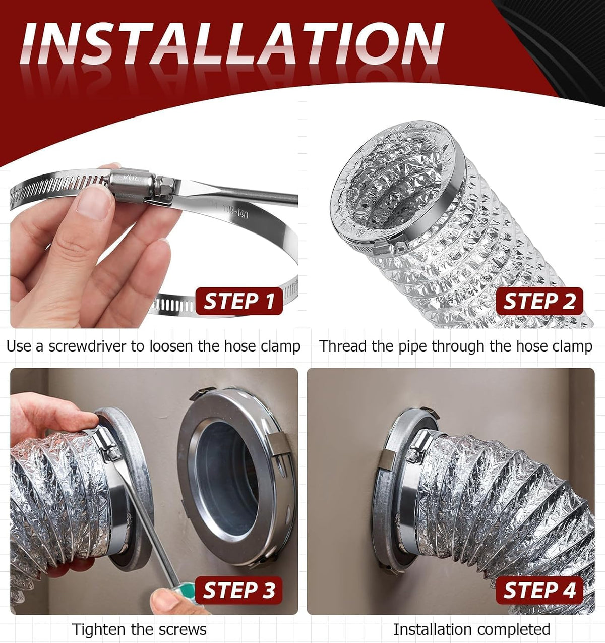 Bolatus Hose Clips 21-38 mm, 12 Pcs Hose Clamp Stainless Steel 304