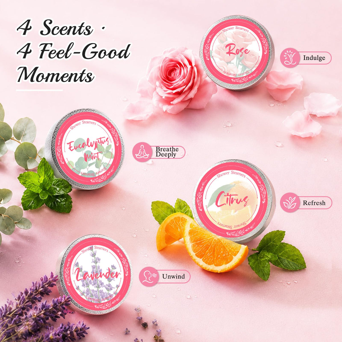 Linkax Shower Steamers Aromatherapy 8 Pcs, Christmas Gift for Women Purple