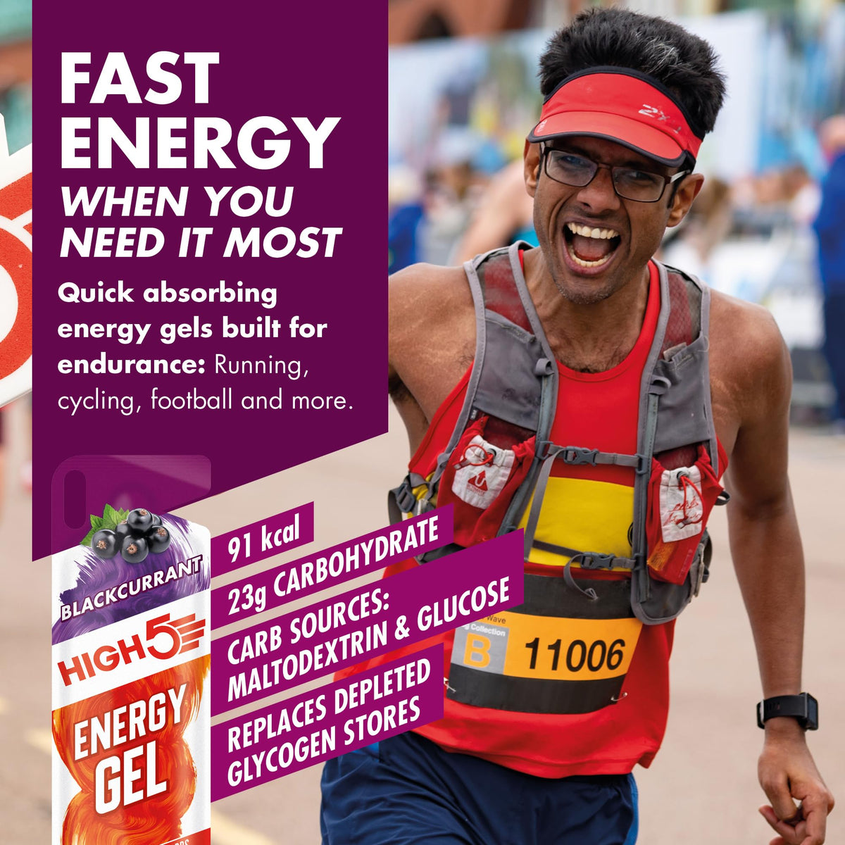 HIGH5 Energy Gels, Running Gel for Fast & Sustained Energy, Mixed, 8 x 40g