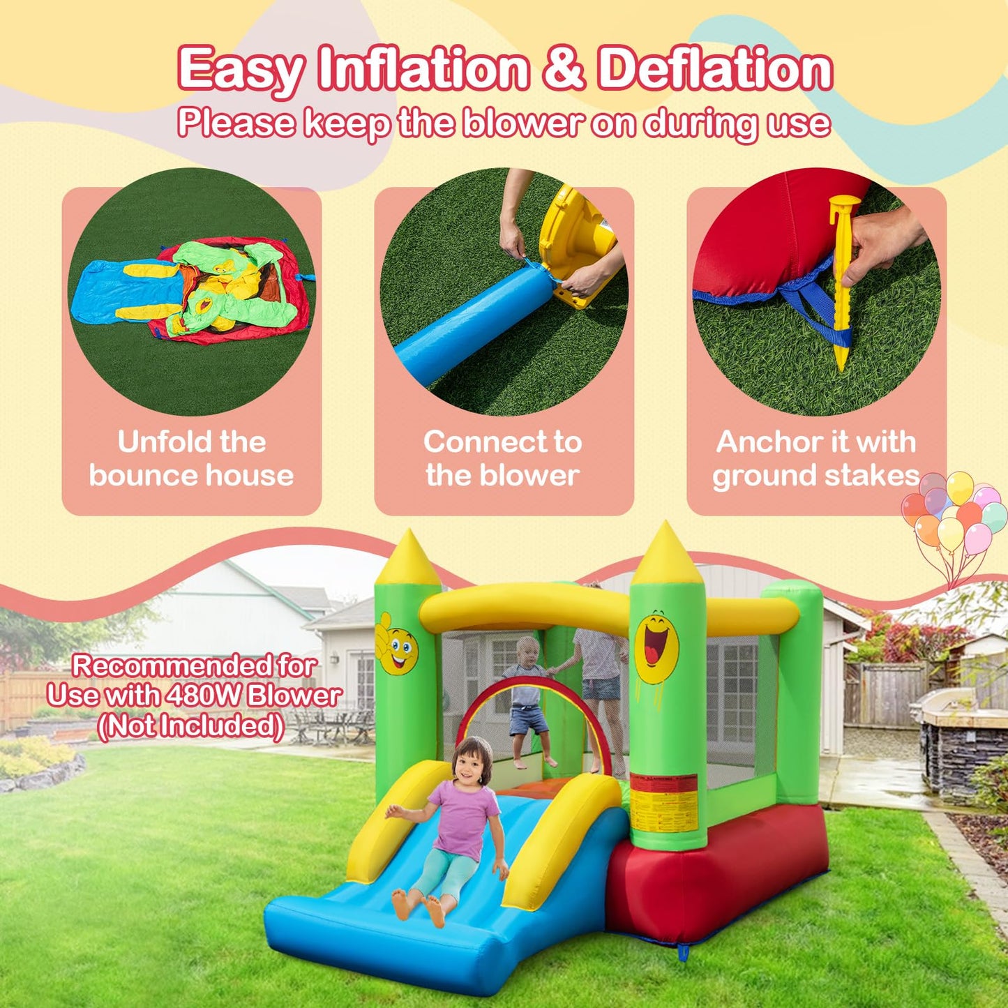 Maxmass Kids Inflatable Bouncy Castle with Slide & Basketball Hoop — 297x203x189cm | Ages 6-14