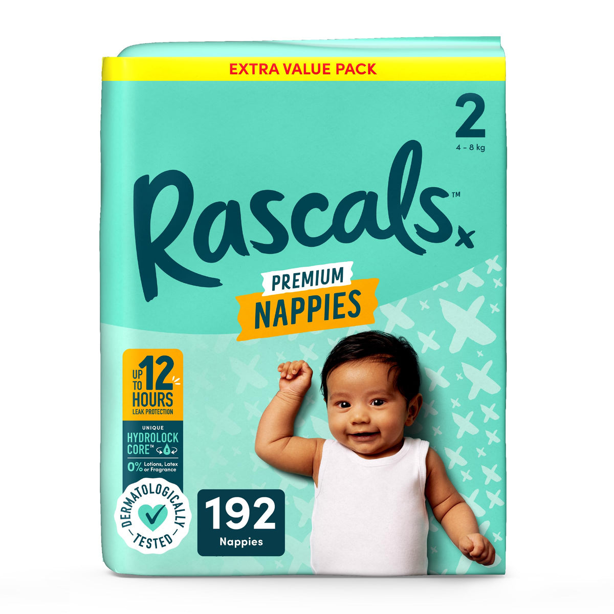 Rascals Premium Nappies Size 3, 296 Count, Feather-Soft