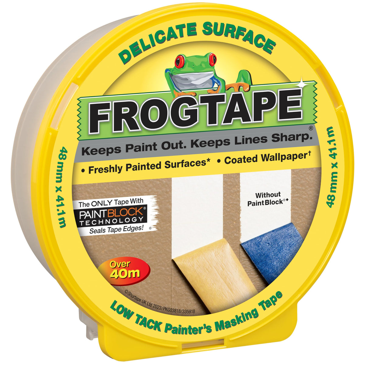 Frog Tape Yellow Delicate Surface Painters Masking Tape 24mm x 55m. Indoor painting and decorating for sharp lines and no paint bleed