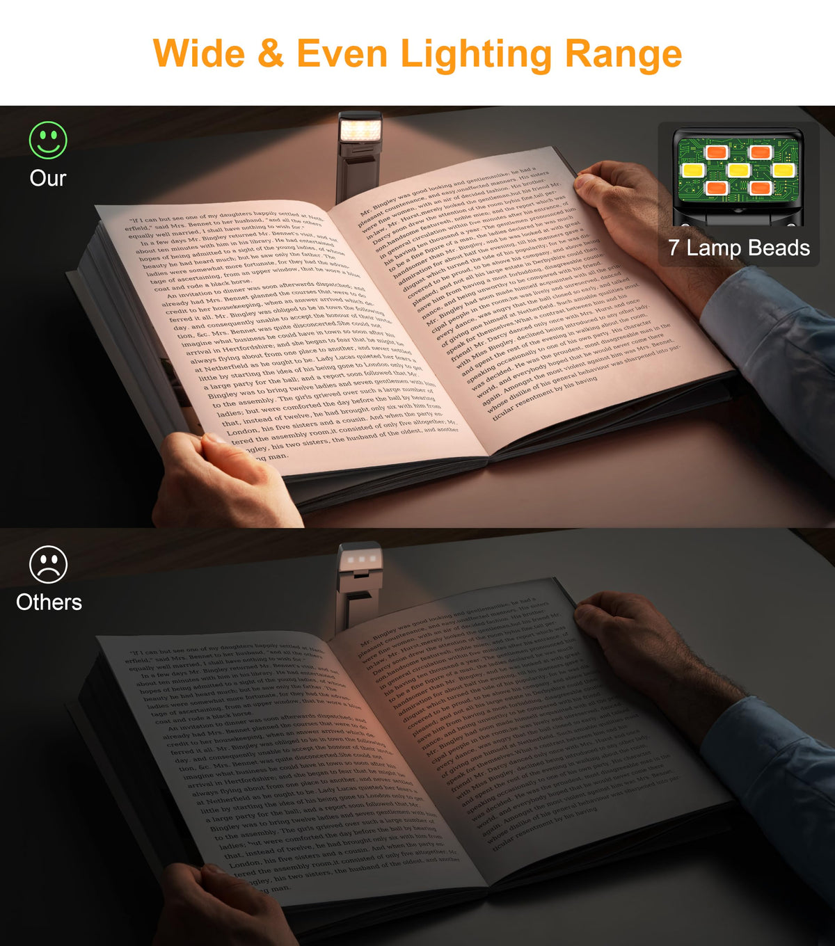 Gritin Book Light Rechargeable, Reading Light Lamp Clip on Book for Reading