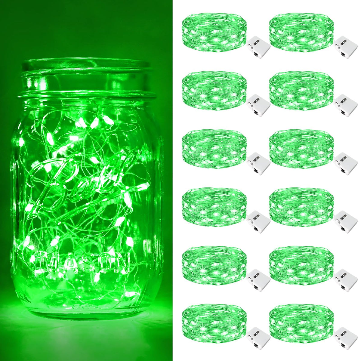btfarm 12 Pack 3 Modes Fairy Lights Battery Operated, 2M 20LED String Light