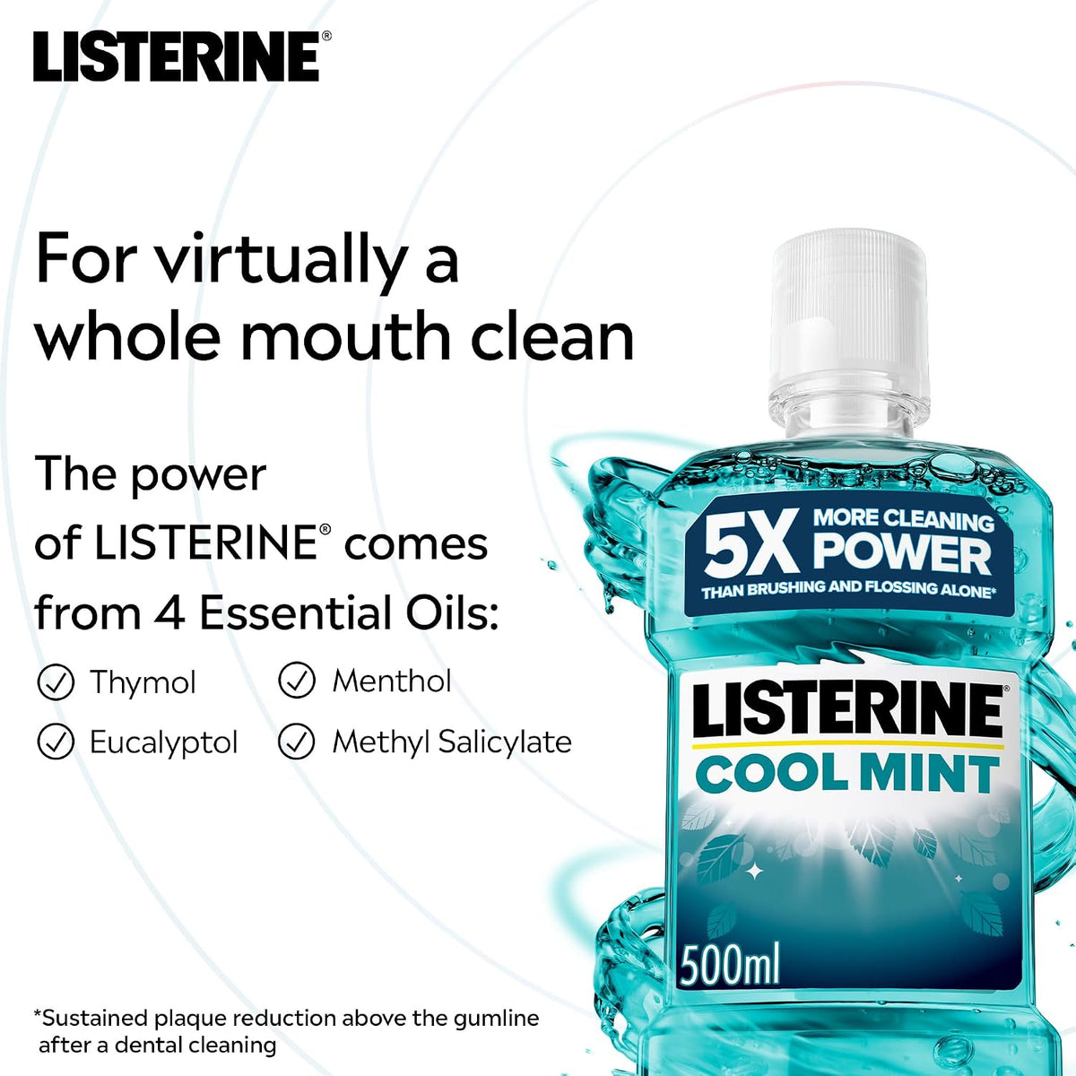 Listerine Cool Mint Mouthwash, 6X 500ml, Blue