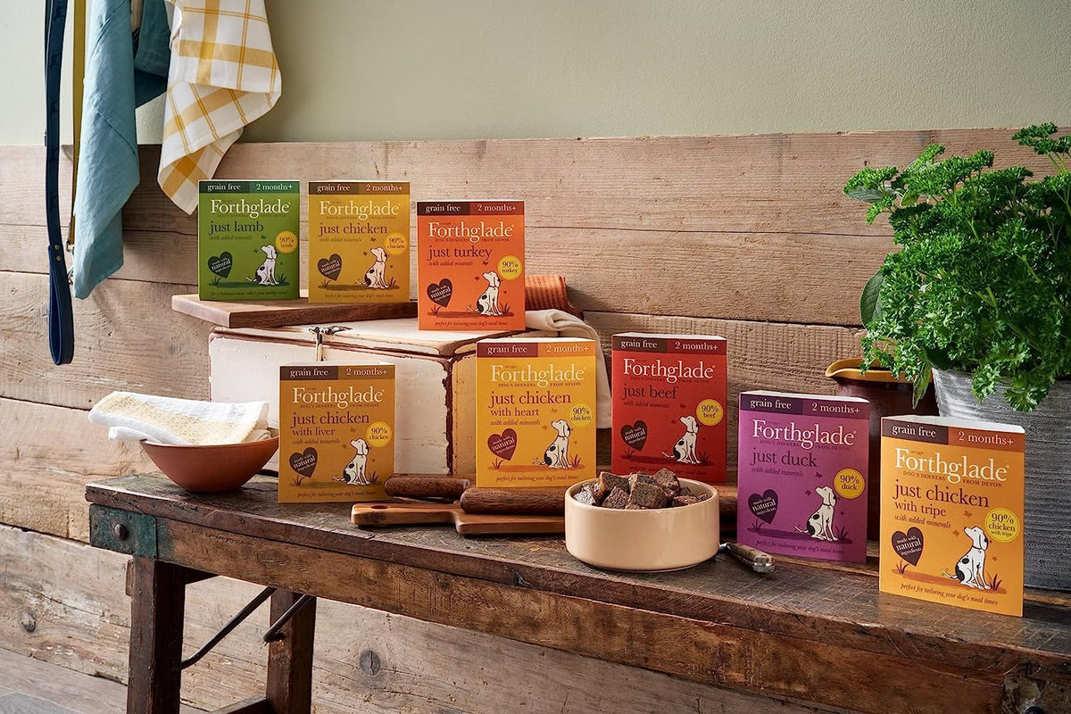 Forthglade Complementary Wet Dog Food (12 x 395g Trays) - Grain Free & Hypoallergenic Dog Food, Just Chicken, Chicken with Liver & Turkey, 90% Protein Stomach Sensitive with Natural Ingredients