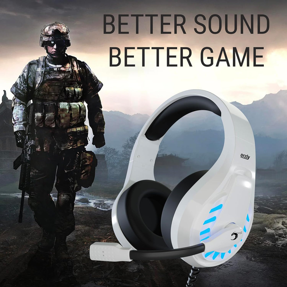 Orzly Gaming Headset for PC and Gaming Consoles compatible with PS5, PS4, XBOX SERIES X | S, XBOX ONE, Nintendo Switch & Steam Deck with noise cancelling mic - RXH-30 Siberia Edition