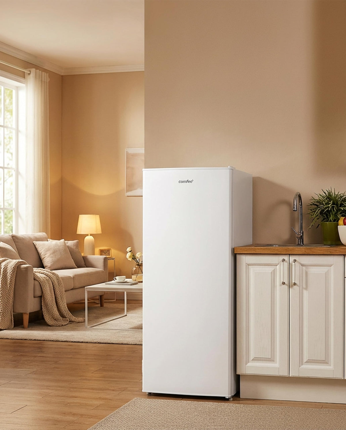 COMFEE' 80L Under Counter Fridge with 4-Star Ice Box, RCD80WH3UK(E)