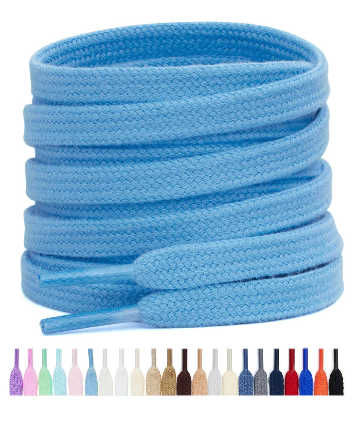 Stepace 2 Pairs Cotton Flat Shoe Laces 8mm Wide Shoelaces for Sneaker