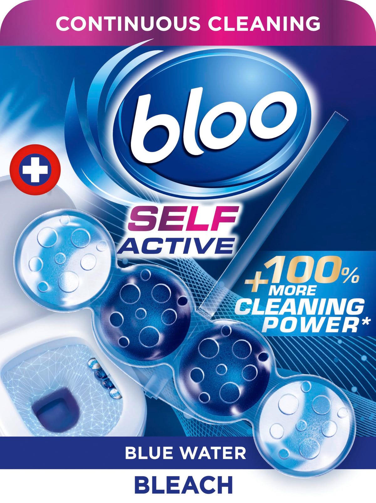 Bloo Self Active Single Toilet Rim Block and Bowl Cleaner with Flower. Hanging Toilet Bowl Cleaner Rim Block with 100% More Cleaning Power.