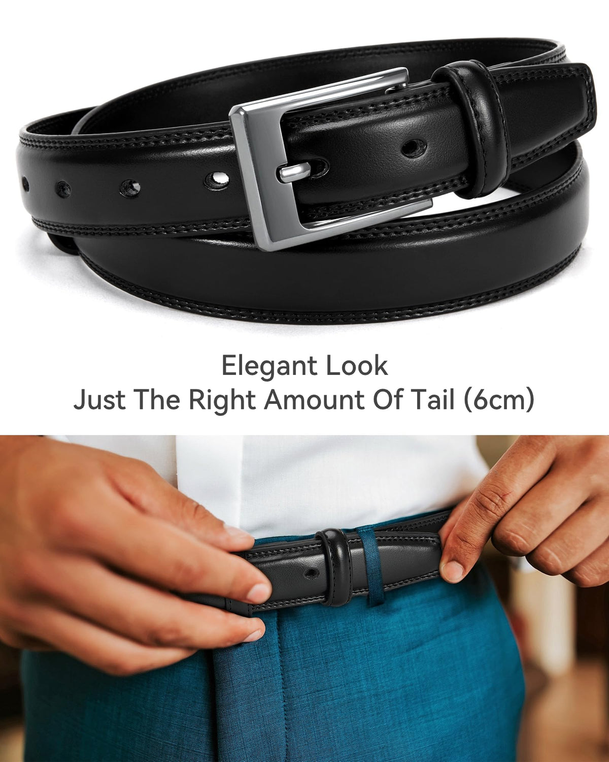 CHAOREN Leather Belts for Men, Mens Belts Leather 1 1/8" for Business Suit
