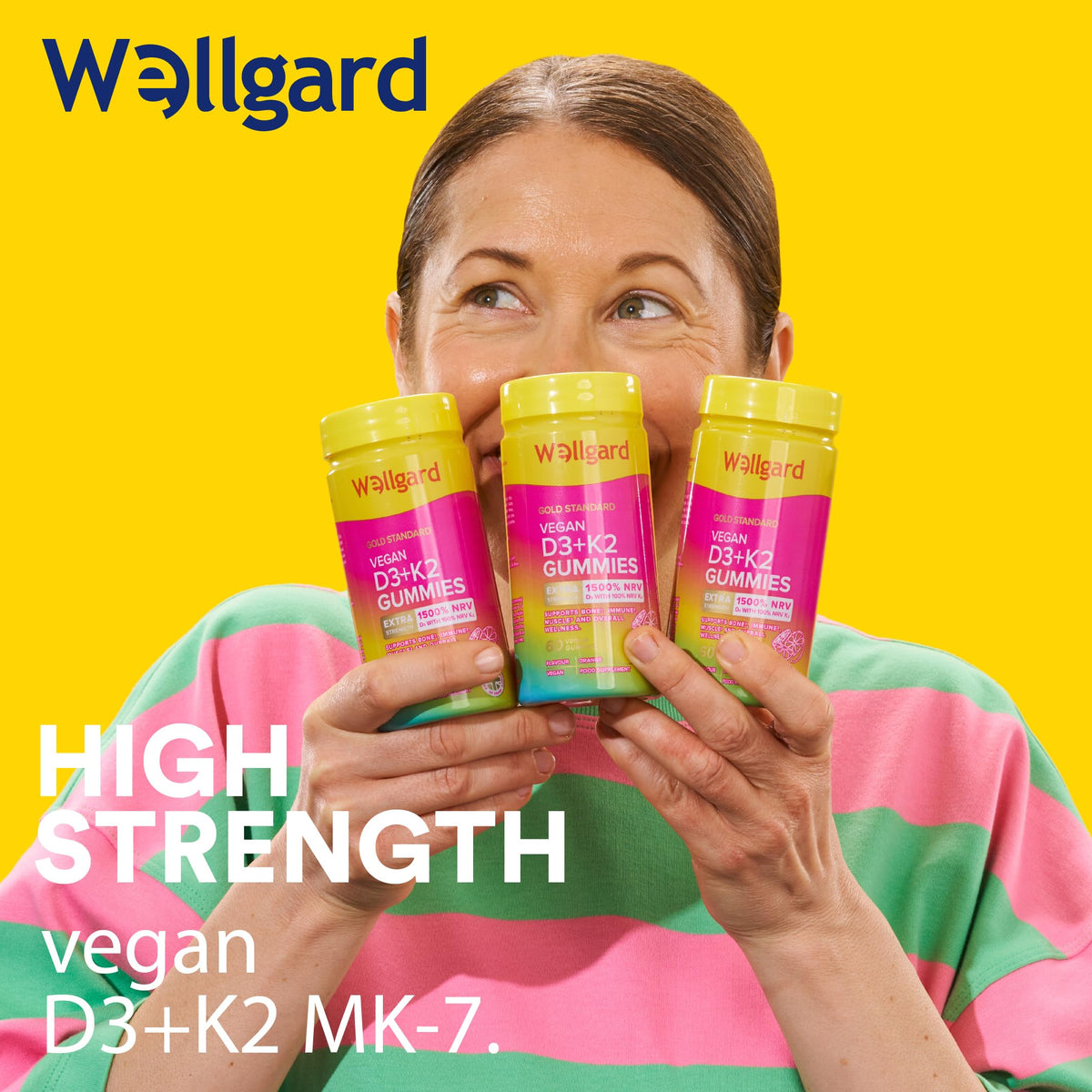 Wellgard Kids Calcium & D3 Gummies - 2 Month Supply - Vegan Chewable Calcium and Vitamin D3 Gummies, Mixed Berry Flavour