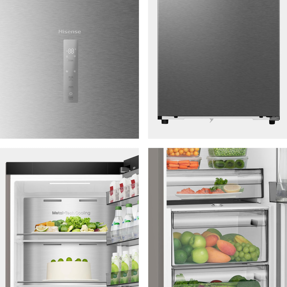 Hisense FV298N4ACE Tall Freestanding Freezer 240 Litre Capacity Total No Frost with LED Display 59D x 59.5W x 172H cm - Stainless Steel, Silver