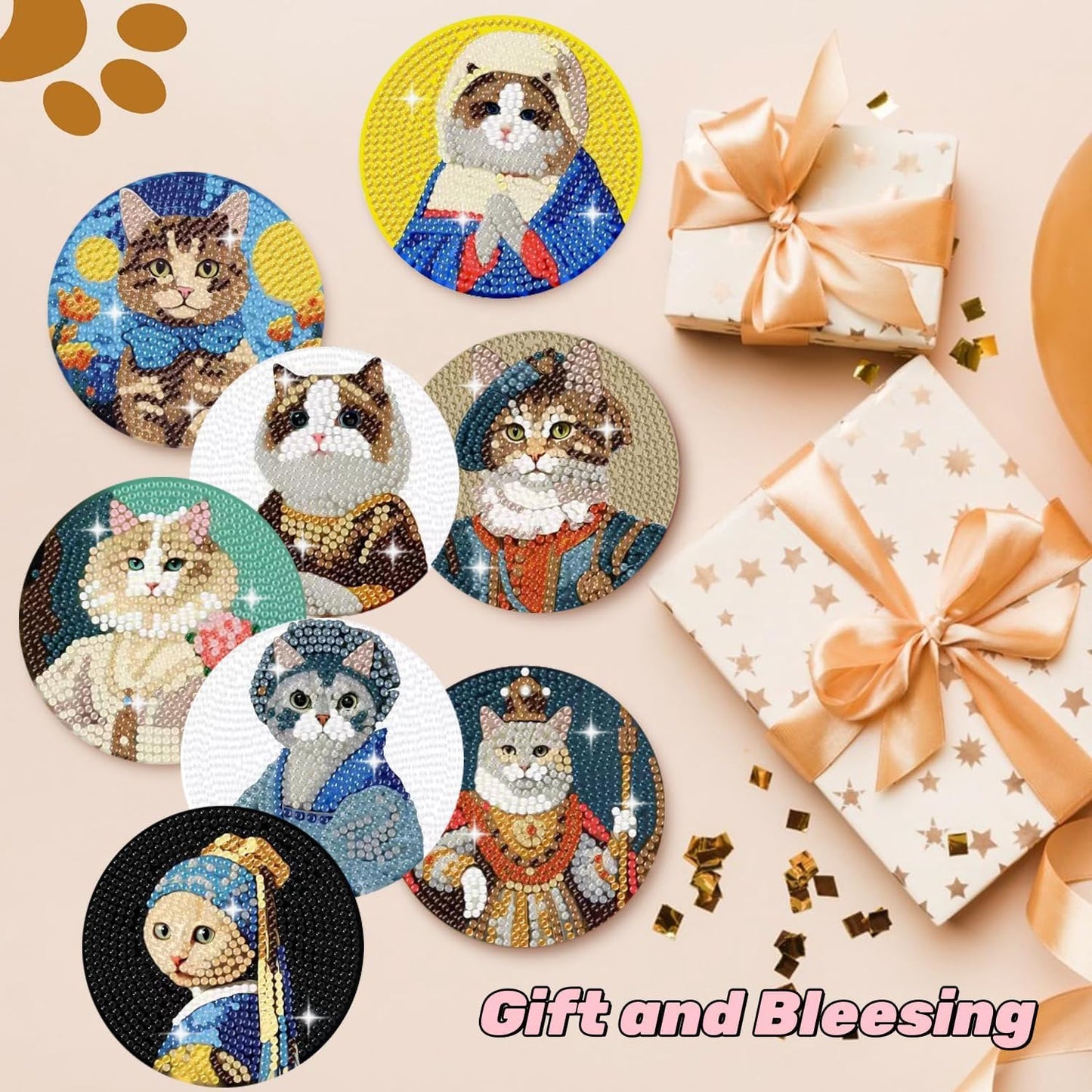 8 Pcs Flowers Diamond Art Coasters Kits for Adults Begainners,Full Drill Diamond Painting Coasters Kit with Holder,DIY Gem Painting Craft Kits for Adults Supplies Gift (Flowers).