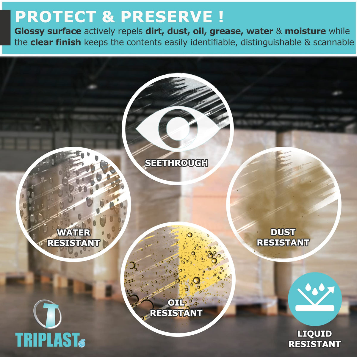 Triplast Pallet Stretch Shrink Wrap Roll (400mm x 250m) - Pick Qty & Colour - Heavy Duty Pallet Wrap, Industrial Stretch Wrap, Packaging Cling Film, Strong Plastic Wrap, Luggage Wrap (Black, 1 Roll)