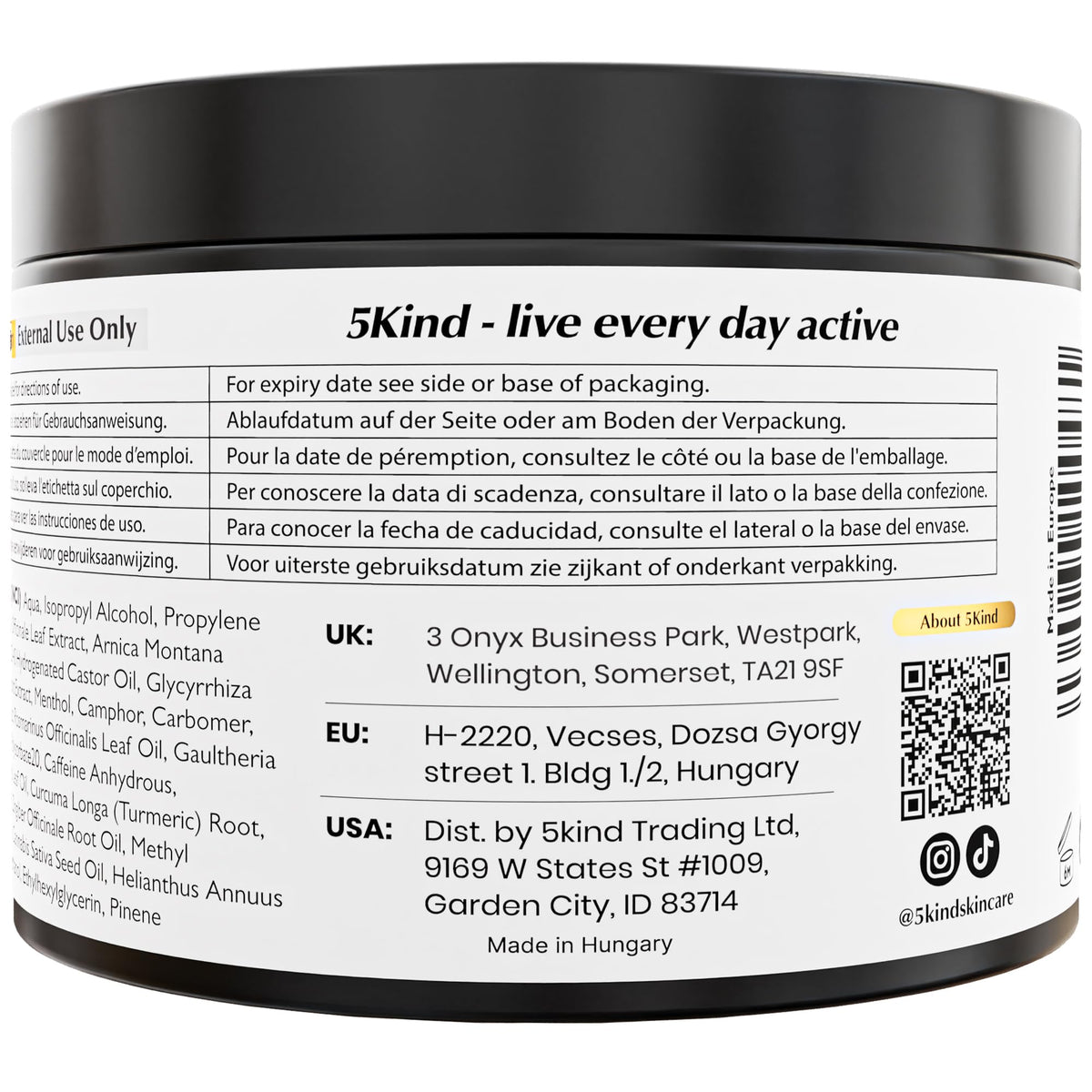 5Kind Extra Strong Hemp Cream 100ml - Hemp and Arnica Cream