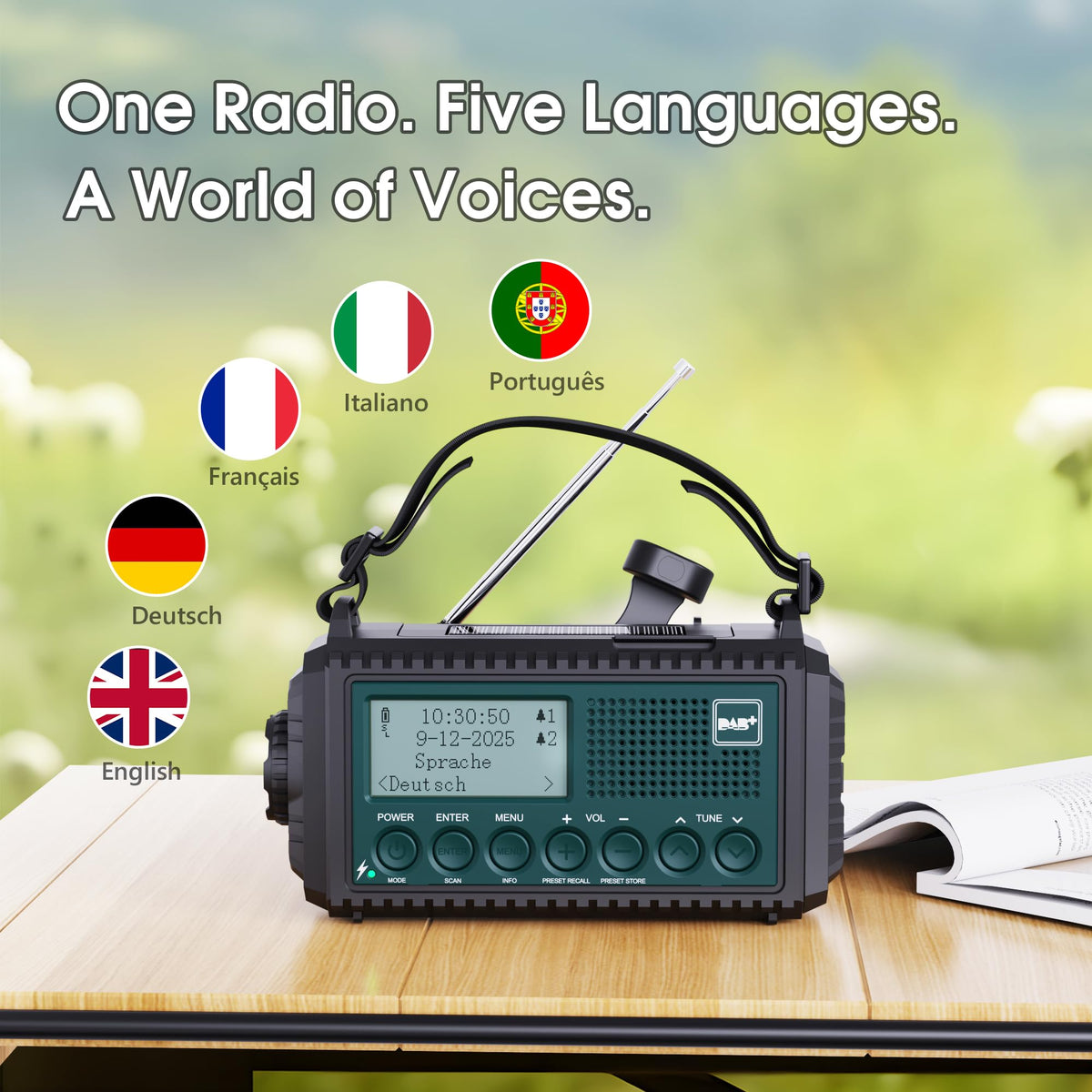 ROCAM Wind up Radio Solar, Battery, Torch, Portable DAB Radio