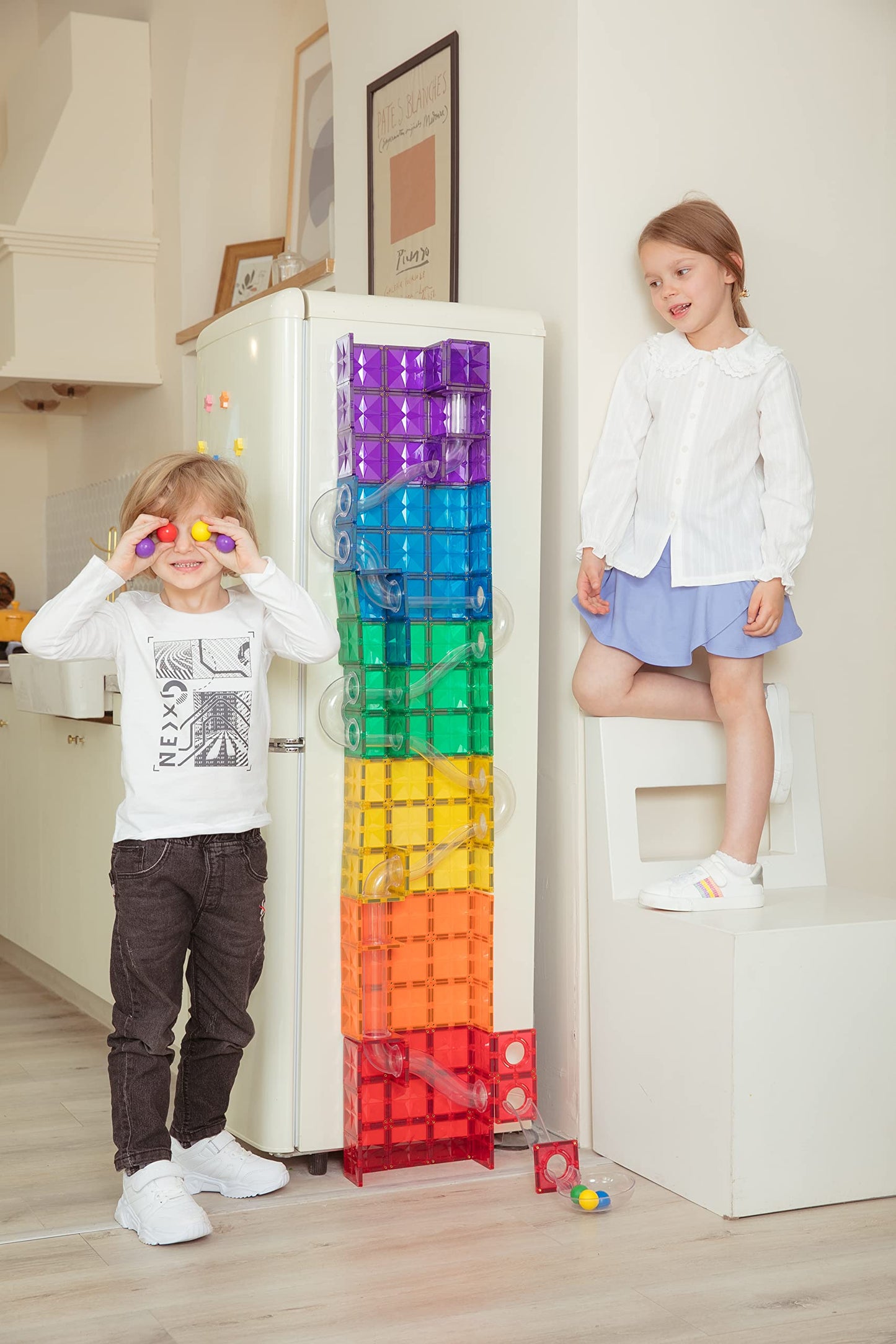 MEGAGONTILES 110PCS Premium Magnetic Tiles Set | STEM-Authenticated Magnetic Building Blocks | Educational Construction Toy for Kids Ages 3–8 (Boys & Girls)