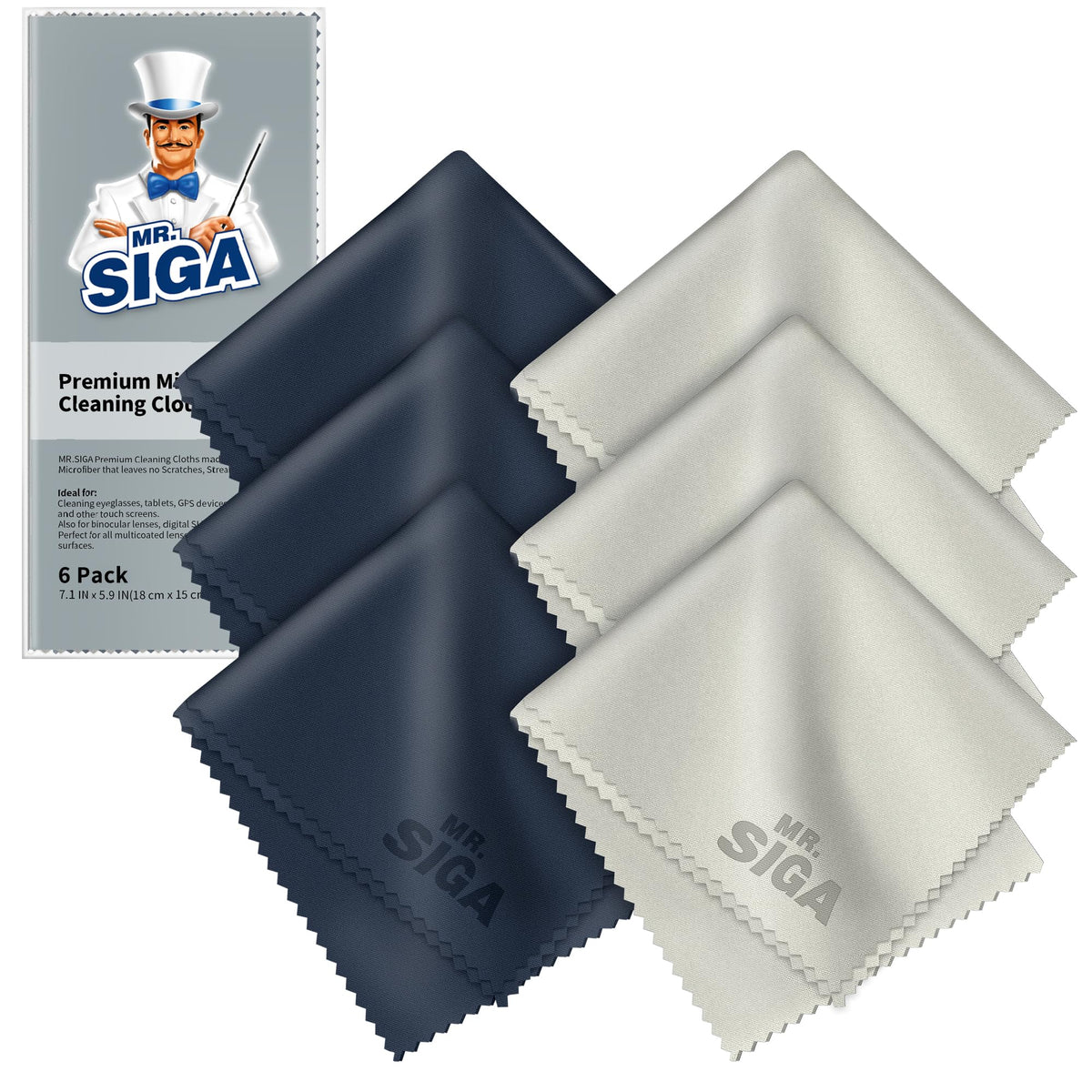 MR.SIGA Microfibre Glasses Cleaning Cloth, Spectacle Cleaner Cloth, 24 Pack
