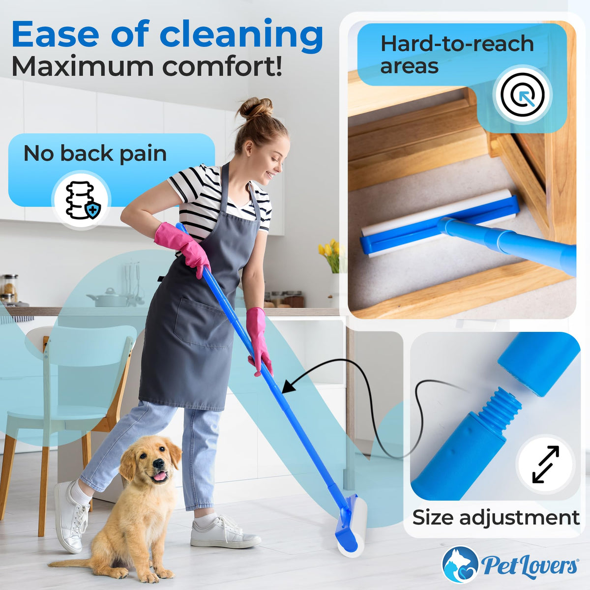 PetLovers Extra Sticky Lint Roller Mega Value Set 450 Sheets for Pet Hair Removal Dog and Cat Lint Remover 5 Pack