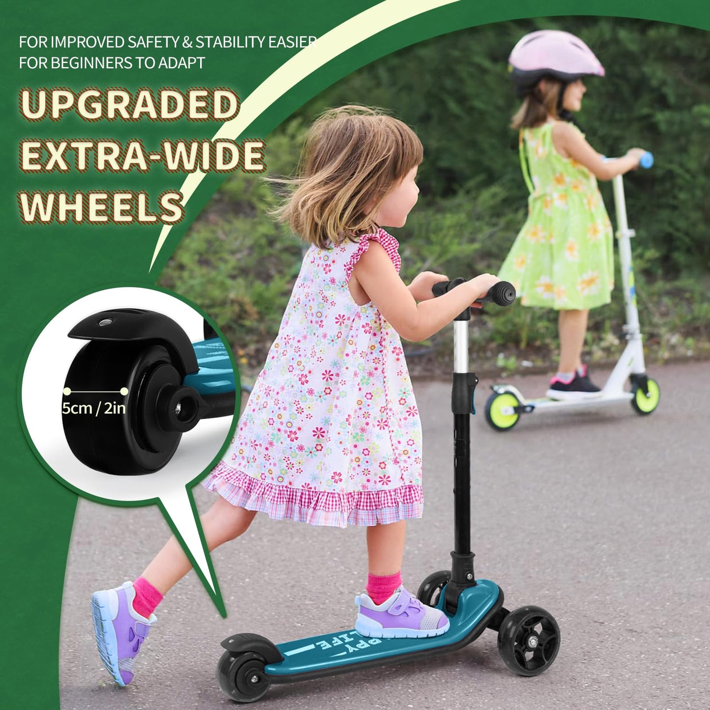 besrey 3-Wheel Toddler Scooter with Lean-to-Steer — Foldable, Anti-Slip Deck | Max 50 kg