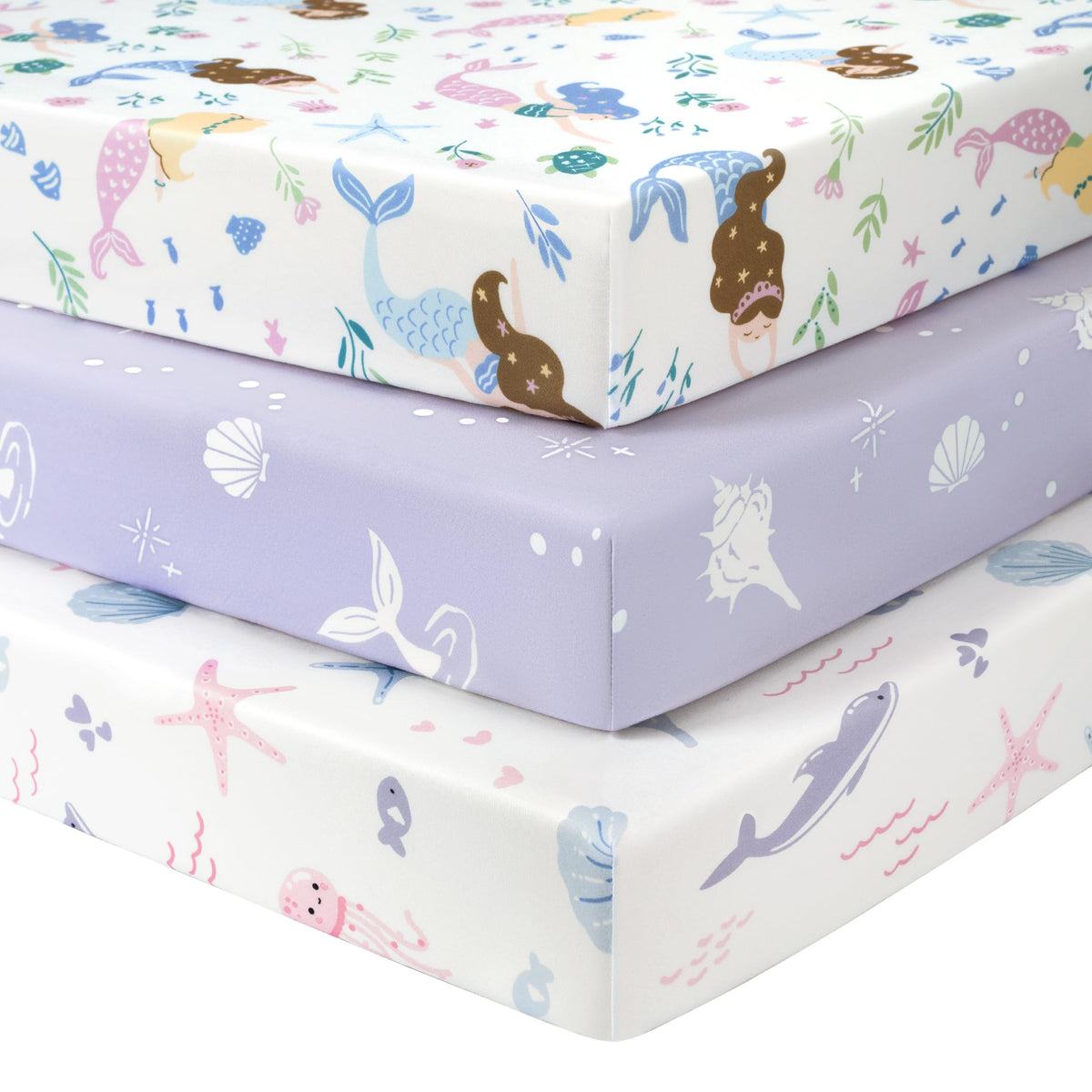 Cot Bed Sheets 140 x 70cm Fitted, 3 Pack Baby Cot Sheets, Ultra Soft & Silky Smooth Microfiber Toddler Bed Sheets Pink Rainbow