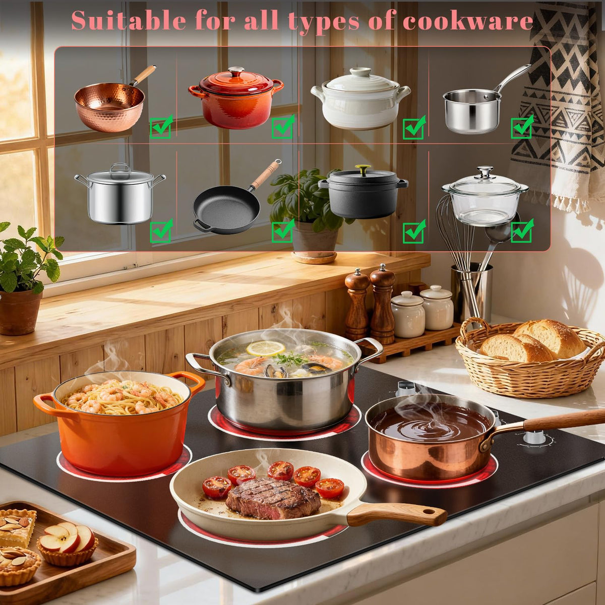 Portable Ceramic Hob, Pulg in Single Electric Hob 3600W