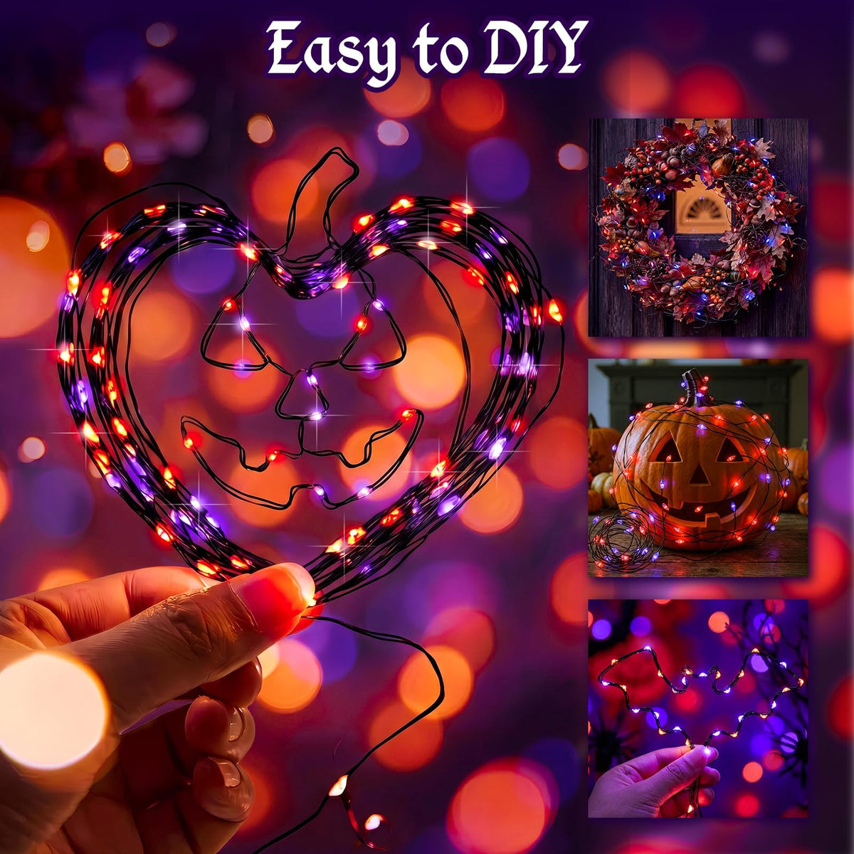 btfarm 2 Pack Halloween Orange Fairy Lights Battery Operated with Timer