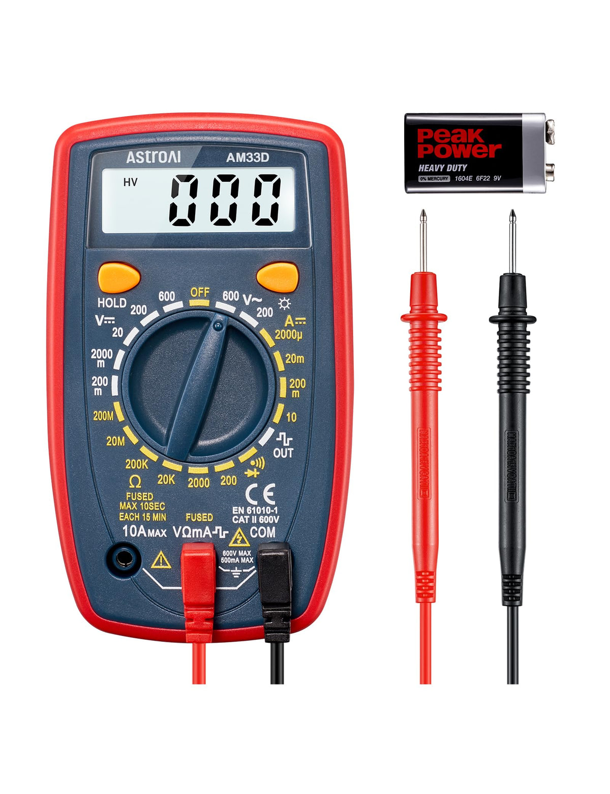 AstroAI Digital Multimeter 2000 Counts with Backlit LCD for DIY Home, Black