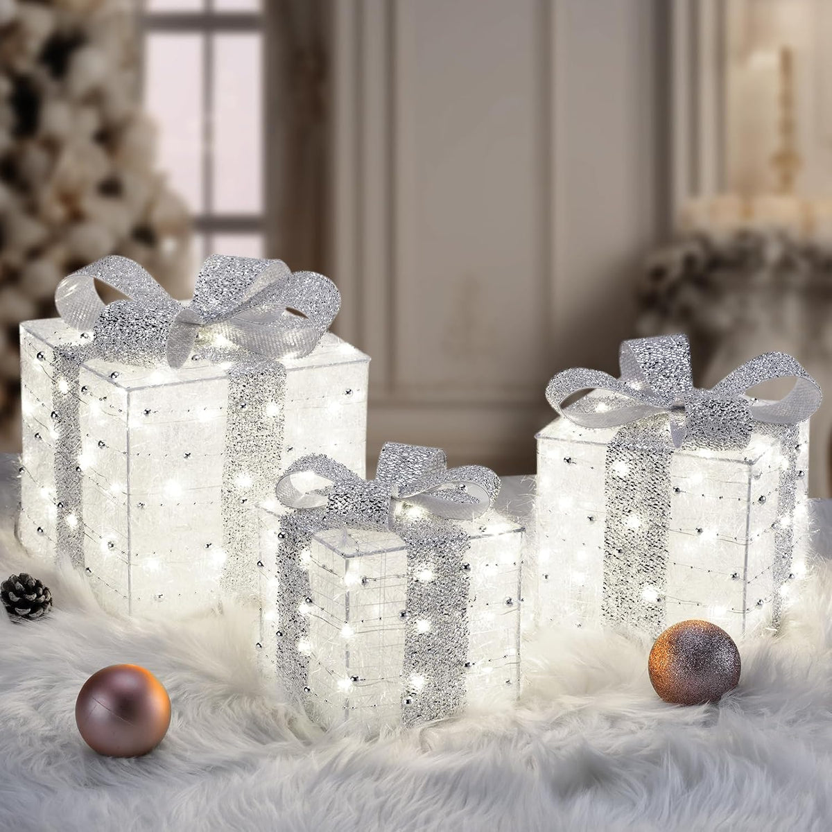 Light up Present Boxes Christmas 140LED, 3 Christmas Parcel Lights