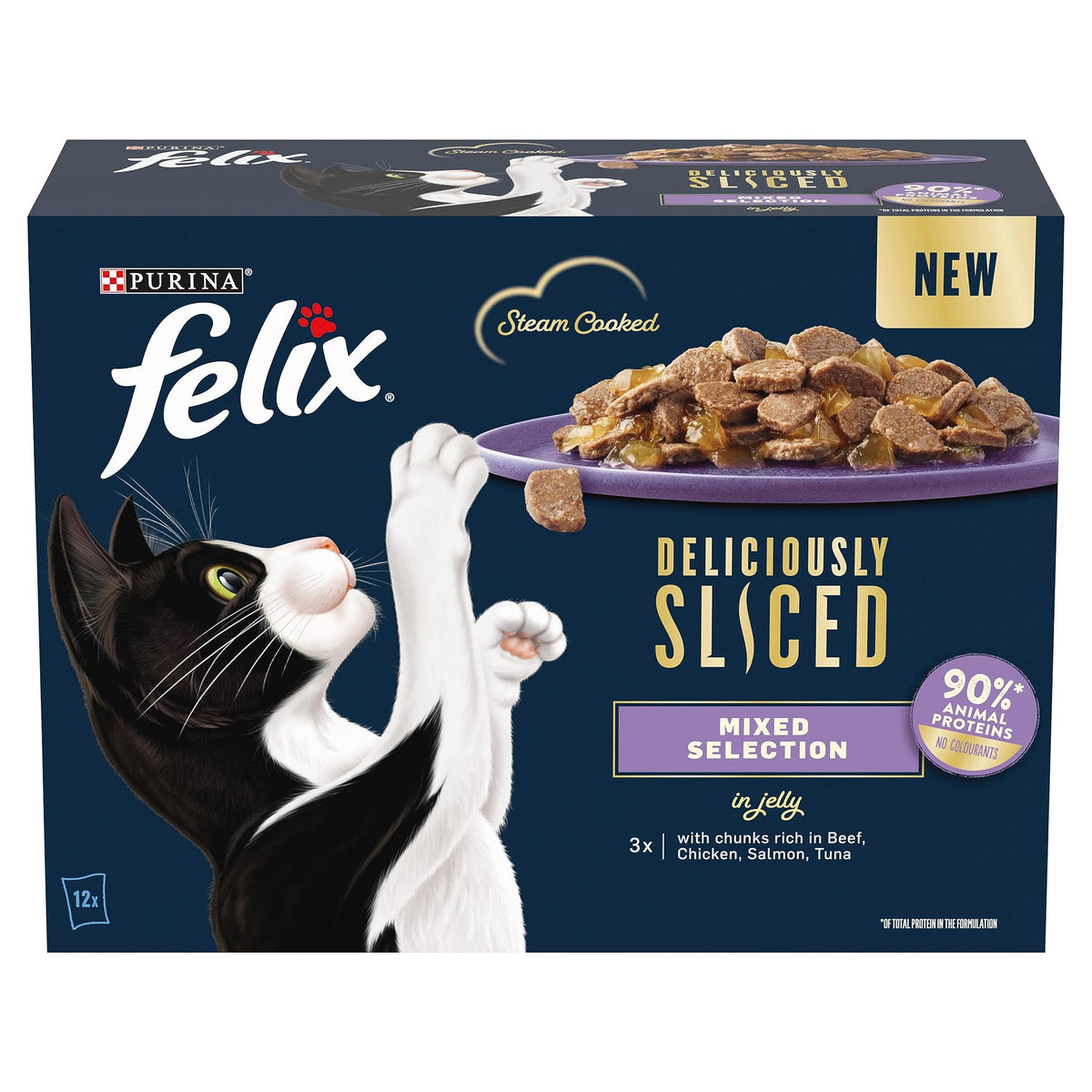 FELIX Tasty Shreds Adult Wet Cat Food Mixed Selection in Gravy Chicken, Beef, Tuna, Salmon 40 x 80g Pouches