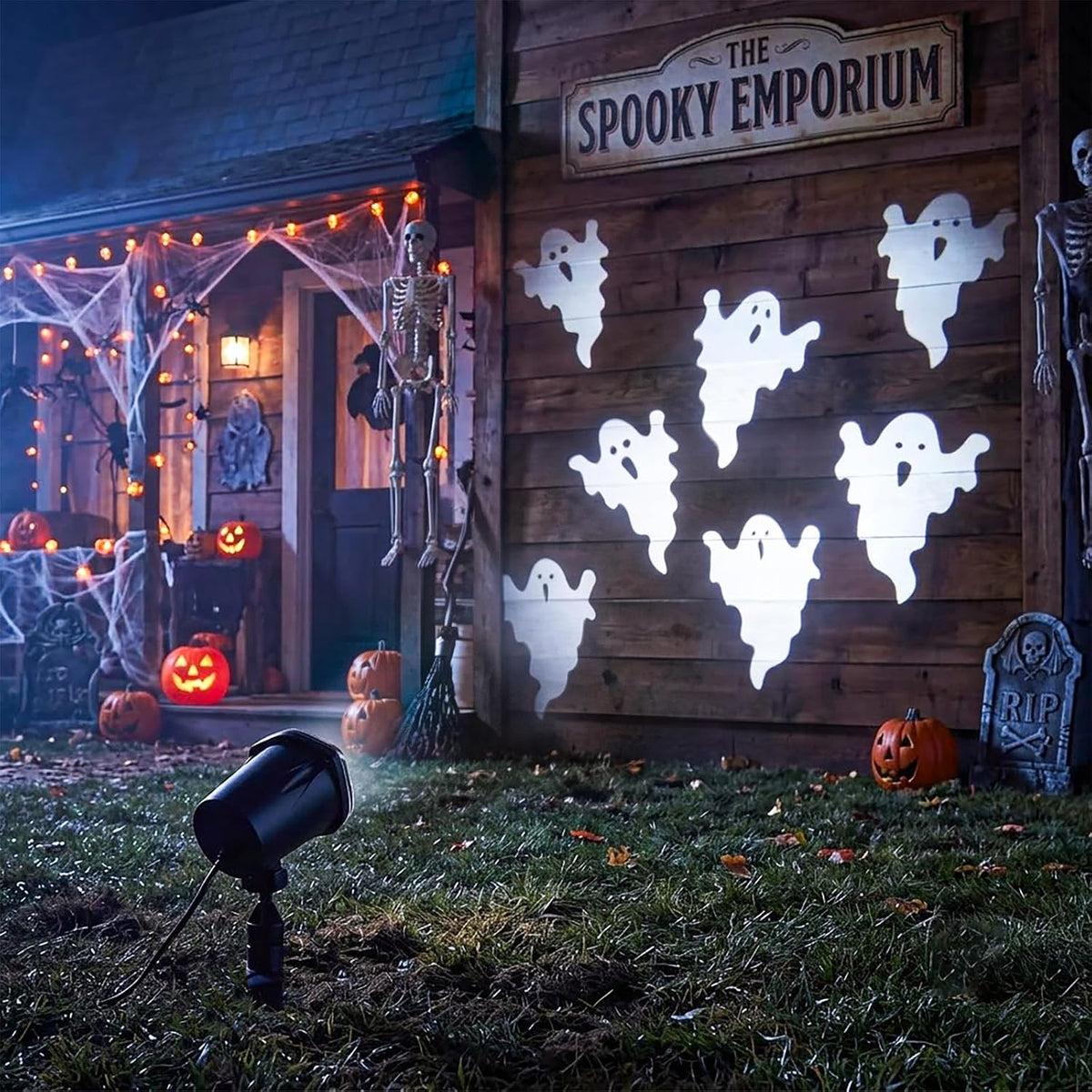 EAMBRITE Ghost Projector Halloween Projector Lights Outdoor Decorations Mains Powered Waterproof for Window Patio Garden and Haunted House Decor