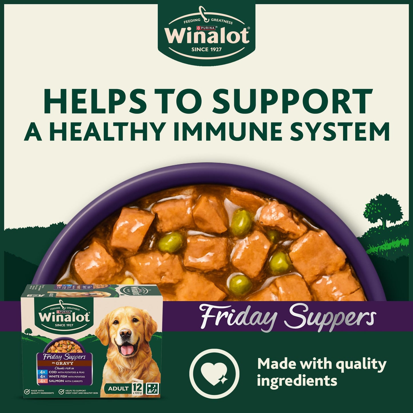 WINALOT Sunday Dinner Mixed in Gravy Wet Dog Food Pouches 40x100g