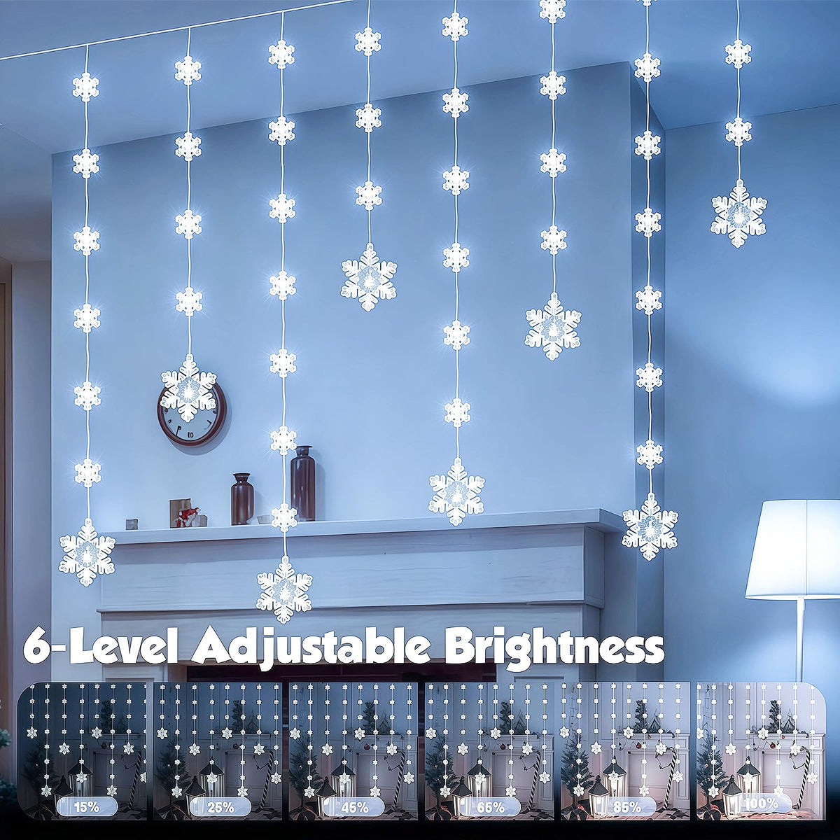 Christmas Star Window Lights, 2M 48 Stars 80 LED Curtain Fairy Lights with Remote, Timer, 8 Modes, Dimmable, USB Powered String Lights for Window, Bedroom, Party, Christmas Decorations