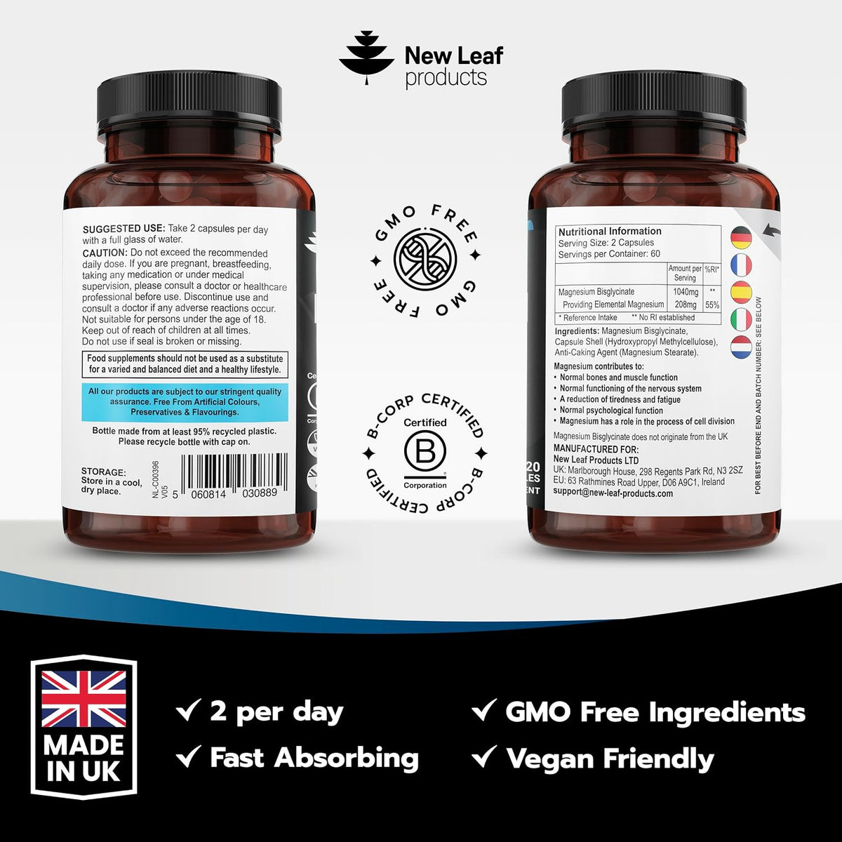 Magnesium Glycinate Capsule - 208mg Elemental of 1040mg, 120 Capsules
