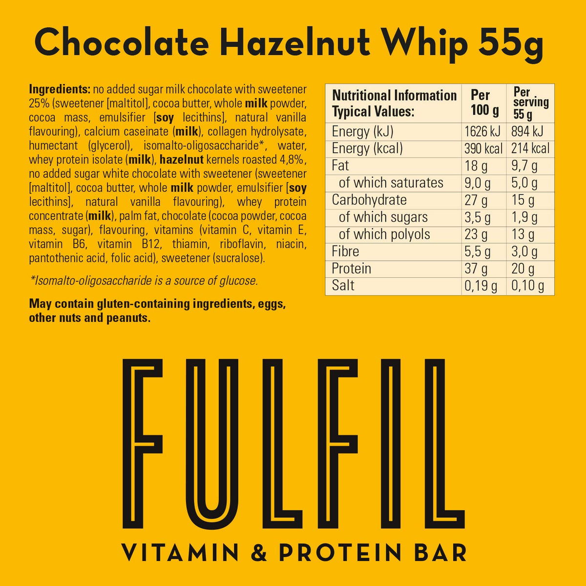 FULFIL Vitamin and Protein Bars, Chocolate Salted Caramel Flavour, 15 x 55g